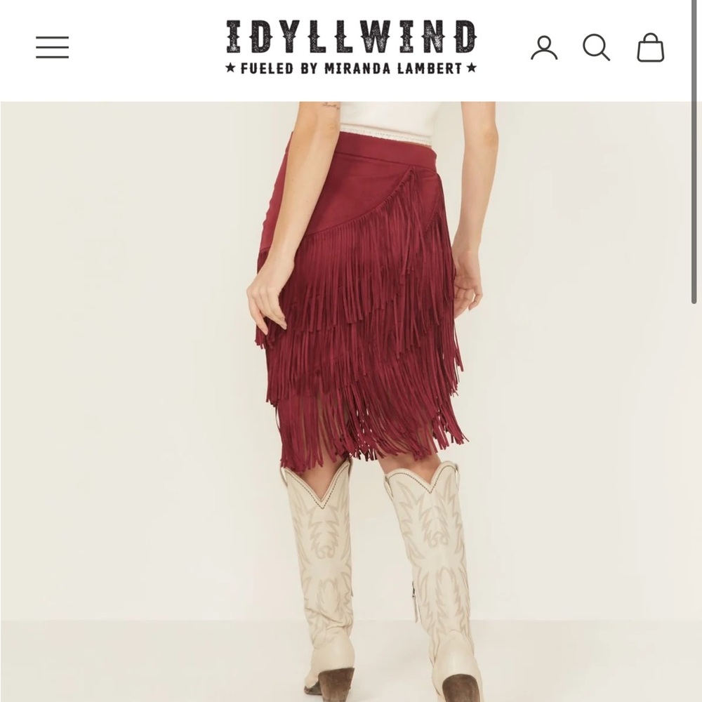 Idyllwind Tina faux suede red midi Skirt - Picture 8 of 8